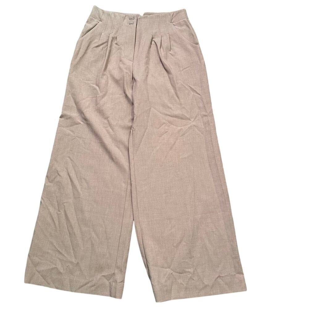 Maeve by Anthropologie Beige High Rise Pleated Wide-Leg Crop Pants Size 12